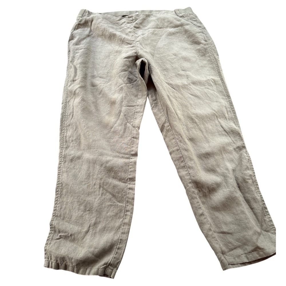 J. Jill Love Linen Olive Green Straight Leg casual comphy Pants Women XL
